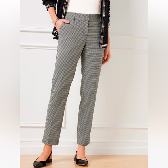Talbots Houndstooth Pants Black Formal Straight Ankle Work Pants, Women’s Size 8 - Picture 1 of 16